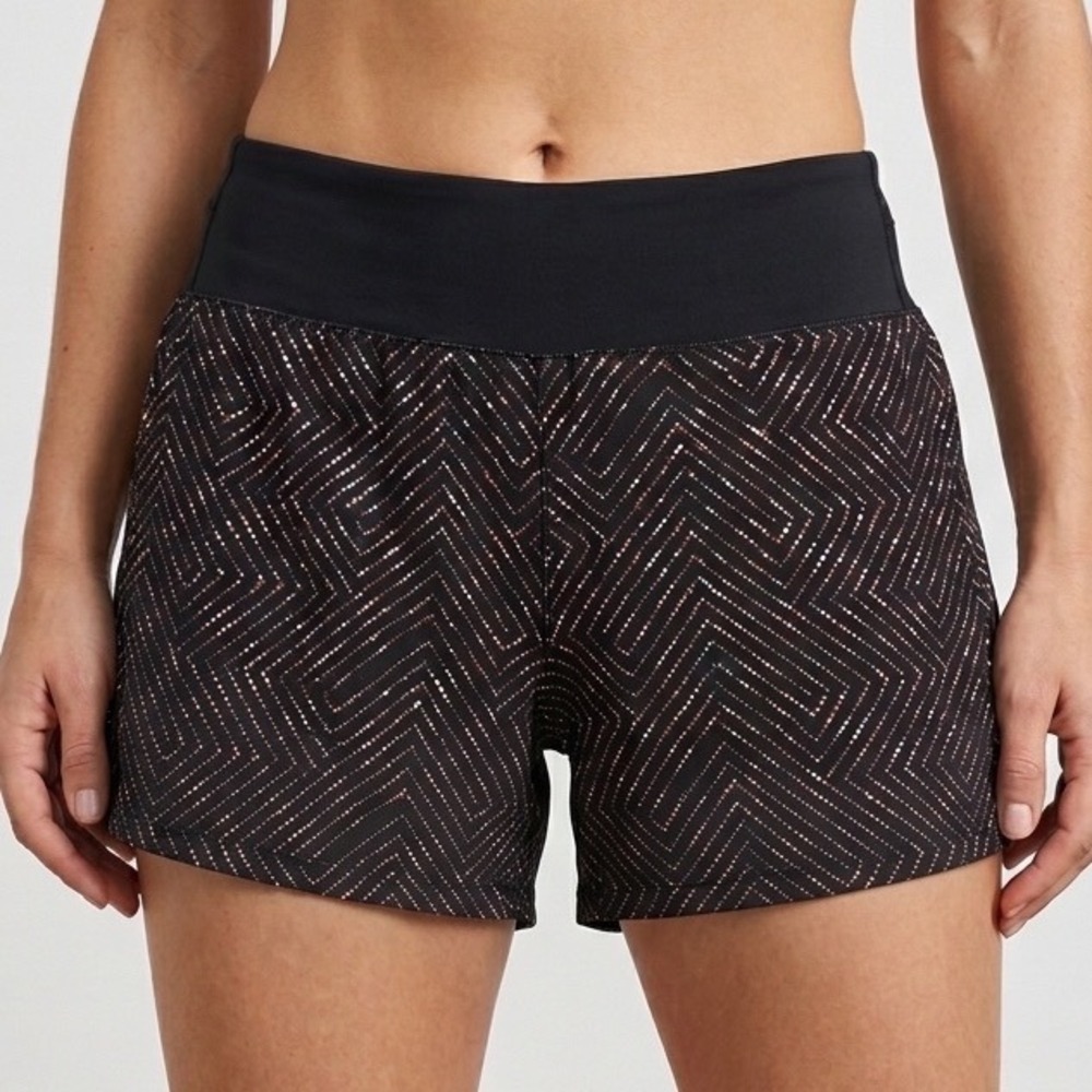 Calia Kick It Up Performance Shorts Womens Large Black Geometric 3 Inch‎ Inseam